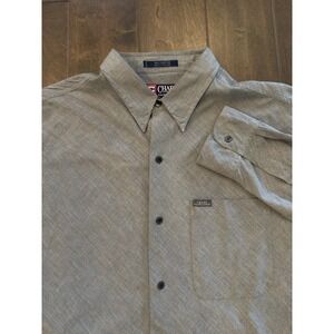 Vintage Chaps Ralph Lauren‎ Men's XL Button Down Shirt Grey Pocket Logo Long Slv